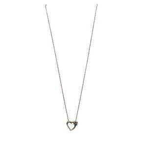 Sterling Silver Heart Pendant Necklace With Clear CZ Gemstones Vintage